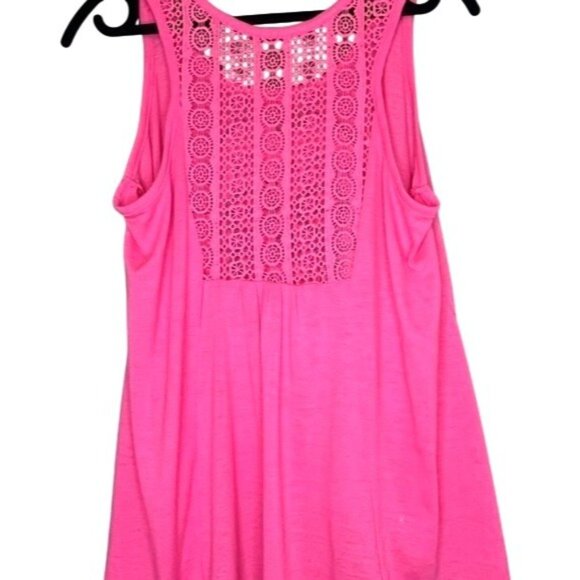 Pink High Low Tank Top Sugar Skull Roses Lace Back Detail Womens Dia De Muertos - Picture 9 of 11